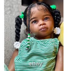 30 Reborn Baby Doll Black Skin Toddler Girl Curly Hair Cloth Body Handmade Gift