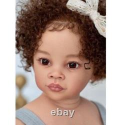 30 Reborn Baby Doll Finished Toddler Girl Hand-Rooted Hair Handmade Black Skin