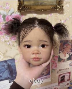 30 Reborn Baby Girl Doll Painted Kit DIY Hand-Rooted Hair Dark Skin African Toy