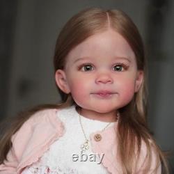 30 Reborn Doll Toddler Girl with Rooted Long Hair, Painted Vinyl Cloth Body