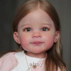 30 Reborn Doll Toddler Girl with Rooted Long Hair, Painted Vinyl Cloth Body