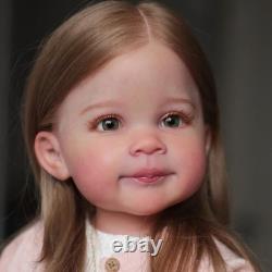 30 Reborn Doll Toddler Girl with Rooted Long Hair, Painted Vinyl Cloth Body