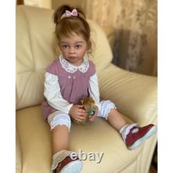 30in Artist Painted Reborn Baby Doll Rooted Hair Realistic Girl Toddler Toy Gift
