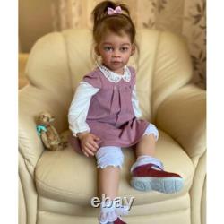 30in Artist Painted Reborn Baby Doll Rooted Hair Realistic Girl Toddler Toy Gift