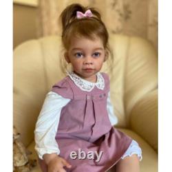 30in Artist Painted Reborn Baby Doll Rooted Hair Realistic Girl Toddler Toy Gift