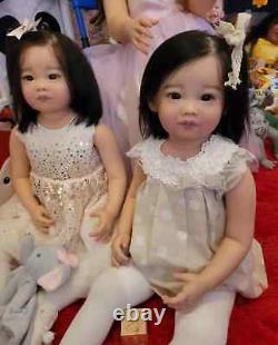 30in Finished Reborn Toddler Girl Doll Rooted Hair Handmade Dolls Lifelike Toys