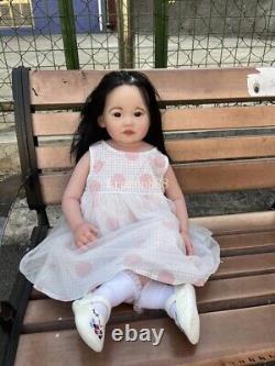 30in Huge Girl Reborn Baby Doll Hand-Rooted Hair Lifelike Toddler Soft Body Gift