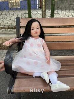 30in Huge Girl Reborn Baby Doll Hand-Rooted Hair Lifelike Toddler Soft Body Gift