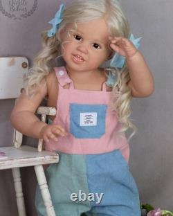 30in Lovely Reborn Doll Painted Kit Girl Toddler Rooted Curly Hair Handmade Gift