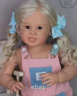 30in Lovely Reborn Doll Painted Kit Girl Toddler Rooted Curly Hair Handmade Gift
