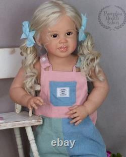 30in Lovely Reborn Doll Painted Kit Girl Toddler Rooted Curly Hair Handmade Gift