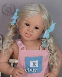 30in Lovely Reborn Doll Painted Kit Girl Toddler Rooted Curly Hair Handmade Gift