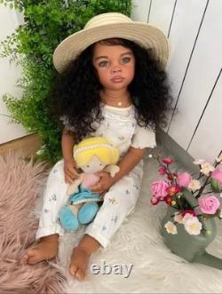 30in Realistic Toddler Girl Reborn Baby Doll Rooted Hair Festival Kids Toy Gift