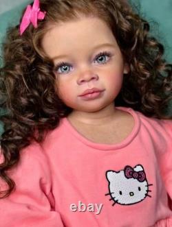 30in Reborn Baby Doll Rooted Hair Painted Soft Vinyl Lovely Todder Girl Toy Gift