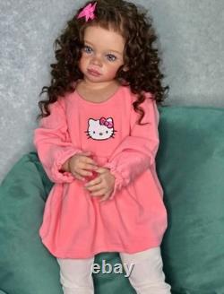 30in Reborn Baby Doll Rooted Hair Painted Soft Vinyl Lovely Todder Girl Toy Gift