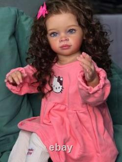 30in Reborn Baby Doll Rooted Hair Painted Soft Vinyl Lovely Todder Girl Toy Gift
