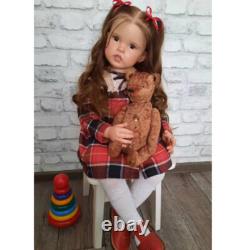 30in Toddler Lovely Girl Reborn Baby Doll Long Rooted Hair Artist Handmade Gift