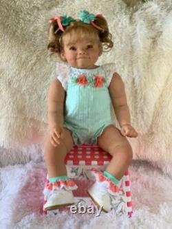 30inch Artist Finished Reborn Baby Doll Hand-Rooted Blonde Hair with Cloth Body