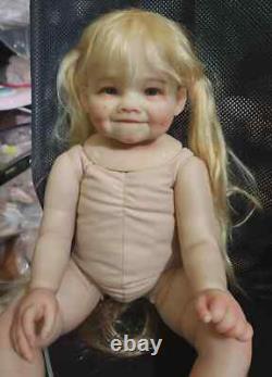 30inch Artist Finished Reborn Baby Doll Hand-Rooted Blonde Hair with Cloth Body