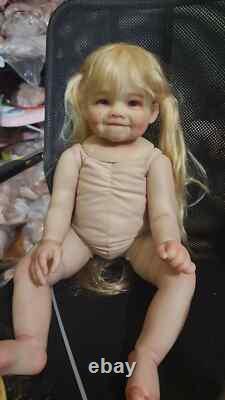 30inch Artist Finished Reborn Baby Doll Hand-Rooted Blonde Hair with Cloth Body