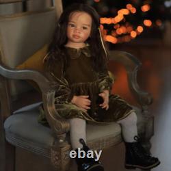 30inch Realistic Reborn Baby Doll Toddler Cloth Body Long Hair Black Skin Gift