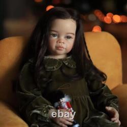 30inch Realistic Reborn Baby Doll Toddler Cloth Body Long Hair Black Skin Gift