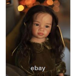 30inch Realistic Reborn Baby Doll Toddler Cloth Body Long Hair Black Skin Gift
