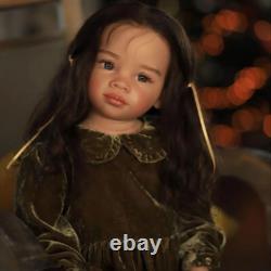 30inch Realistic Reborn Baby Doll Toddler Cloth Body Long Hair Black Skin Gift