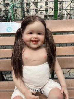 30inch Toddler Girl Reborn Baby Doll Dimple Lifelike Smile Face Hand-Rooted Hair