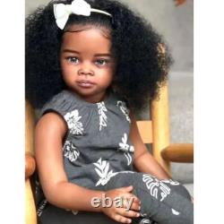 32 Reborn Baby Doll Girl Artist Finished Doll Lifelike Toddler Black Curly Hair