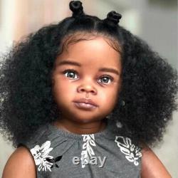 32 Reborn Baby Doll Girl Artist Finished Doll Lifelike Toddler Black Curly Hair