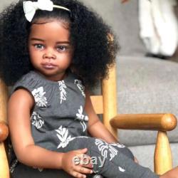 32 Reborn Baby Doll Girl Artist Finished Doll Lifelike Toddler Black Curly Hair