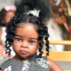32 Reborn Baby Doll Girl Artist Finished Doll Lifelike Toddler Black Curly Hair