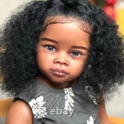 32 Reborn Baby Doll Girl Artist Finished Doll Lifelike Toddler Black Curly Hair