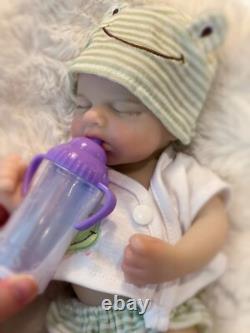 33cm LouLou Solid Silicone Reborn Baby Doll Can Open Mouth Washable Kid's Gift