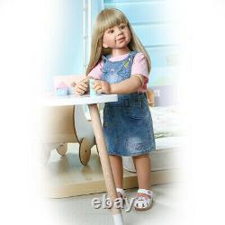 35 Vinyl Full Body Reborn Toddler Doll Girl Realistic Standing Doll Long Blonde