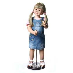 35 Vinyl Full Body Reborn Toddler Doll Girl Realistic Standing Doll Long Blonde