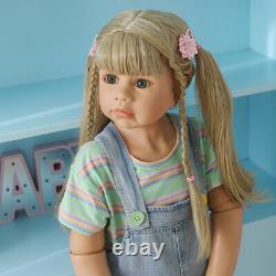 39 Vinyl Full Body Reborn Toddler Doll Girl Realistic Standing Doll Long Blonde