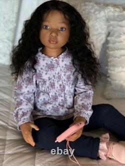 40 Painted Reborn Doll Kit Dark Skin Girl African Toddler Rooted Hair Body Part