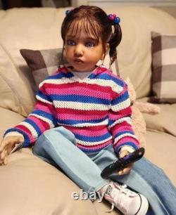 40in Realistic Painted Reborn Doll Kit Toddler Girl Rooted Hair Kids Womens Gift