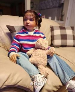 40in Realistic Painted Reborn Doll Kit Toddler Girl Rooted Hair Kids Womens Gift