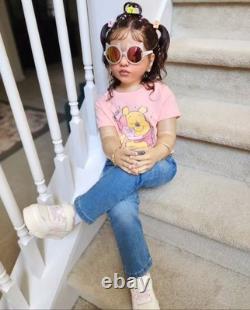 40in Realistic Reborn Doll Unassembled Kits Toddler Girl Rooted Hair Women Gift