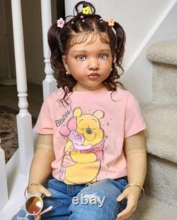 40in Realistic Reborn Doll Unassembled Kits Toddler Girl Rooted Hair Women Gift