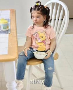 40in Realistic Reborn Doll Unassembled Kits Toddler Girl Rooted Hair Women Gift