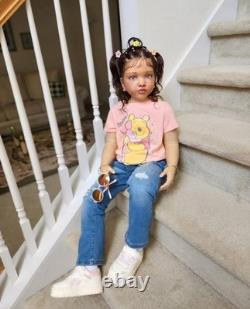 40in Realistic Reborn Doll Unassembled Kits Toddler Girl Rooted Hair Women Gift