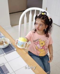 40in Realistic Reborn Doll Unassembled Kits Toddler Girl Rooted Hair Women Gift