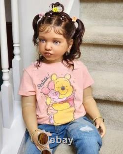 40in Realistic Reborn Doll Unassembled Kits Toddler Girl Rooted Hair Women Gift