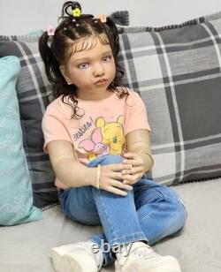 40in Realistic Reborn Doll Unassembled Kits Toddler Girl Rooted Hair Women Gift