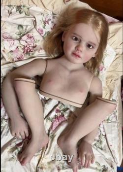 43in Huge Size Reborn Doll Toddler Girl Painted Kit Hand-Rooted Hair Art DIY Toy