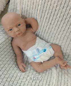 45cm Brown Skin Reborn Baby Dolls 3kg Full Body Silicone Newborn Baby Dolls #Boy
